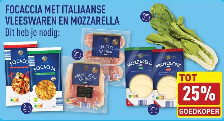 be - Focaccia met Italiaanse vleeswaren en mozzarella