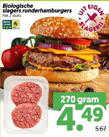 Biologische slagers runderhamburgers