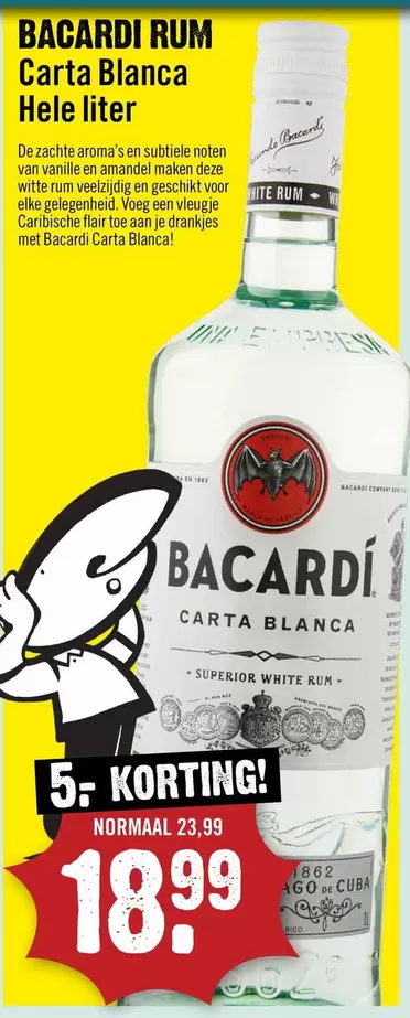 Bacardi - Carta Blanca Hele liter