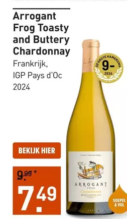 De - Arrogant Frog Toasty and Buttery Chardonnay